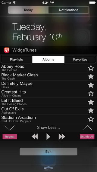WidgeTunes - Play playlists and albums from Notification Center Widget
