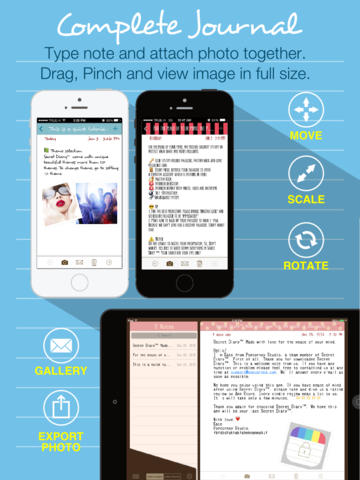 Secret Diary - Keep Private Note with Photos Pictures Images Safely Lock and Hide Your Diary and Share to Email as PDF file