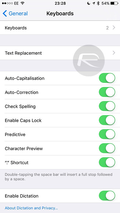 iOS 9 beta 5 texto