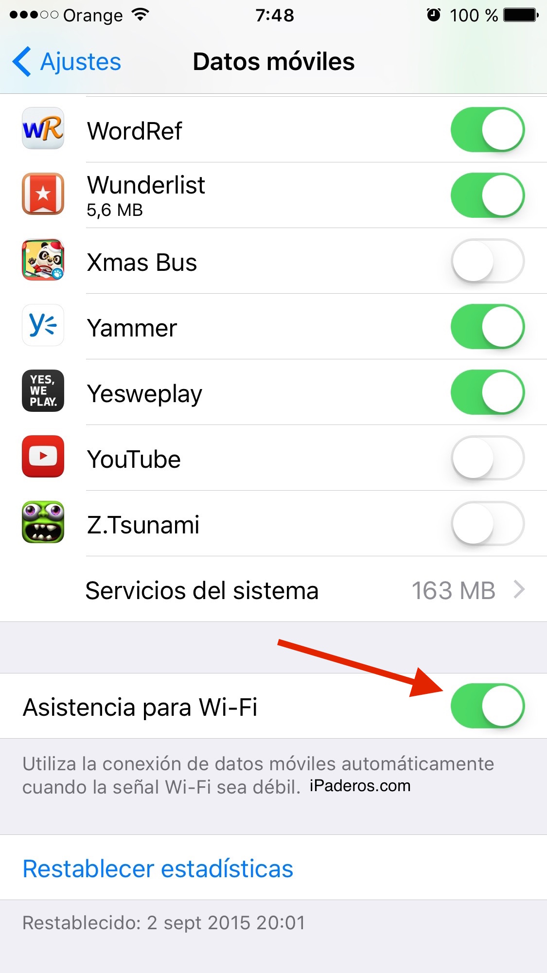 asistencia wifi iOS 9