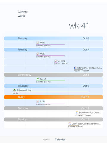 Week calendar, simple and elegant emoji calendar