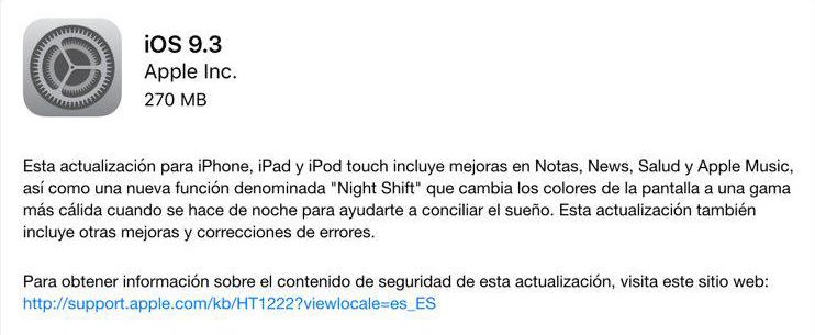 iOS 9.3 instalación