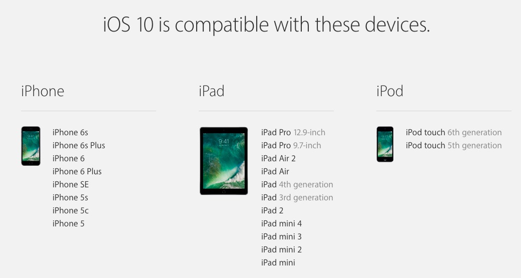 iOS 10 dispositivos compatibles2