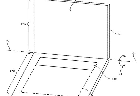 Gráfico de la patente de Apple con una doble pantalla
