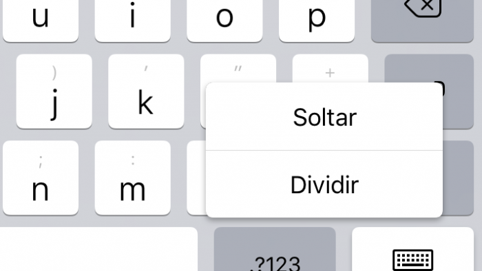 Boton para dividir el teclado en el iPad
