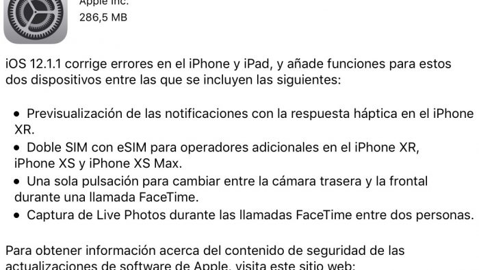 iOS 12.1.1 en iPaderos